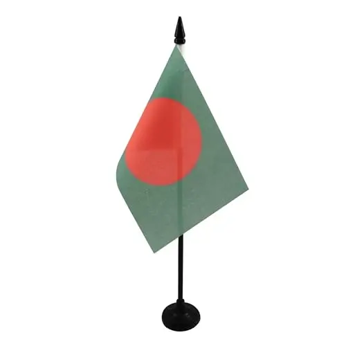 Bangladesh Table Flag 4'' x 6'' - Bangladeshi Desk Flag 15 x 10 cm. - Black plastic stick and base - AZ FLAG - 2