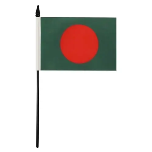 Bangladesh Table Flag 4'' x 6'' - Bangladeshi Desk Flag 15 x 10 cm. - Black plastic stick and base - AZ FLAG - 1