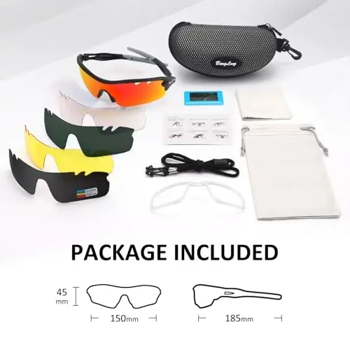 BangLong Polarized Sports Sunglasses Cycling Sun Glasses for Men Women with 5 Interchangeable Lenes for Running Baseball Golf - 6