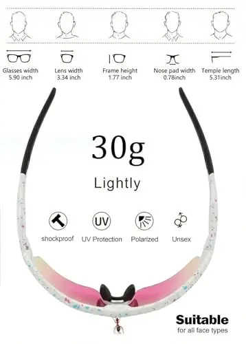 BangLong Polarized Cycling Sunglasses for Men Women, 26g Sports Sunglasses with 5 Lenses for Running Fishing Baseball Driving 