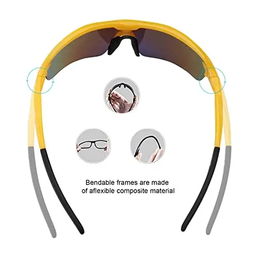 BangLong Polarized Sports Sunglasses Cycling Sun Glasses for Men Women with 5 Interchangeable Lenes for Running Baseball Golf - 5
