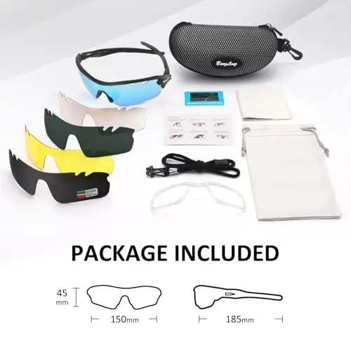 BangLong Polarized Sports Sunglasses Cycling Sun Glasses for Men Women with 5 Interchangeable Lenes for Running Baseball Golf - 6