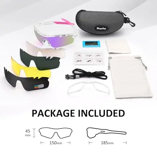 BangLong Polarized Sports Sunglasses Cycling Sun Glasses for Men Women with 5 Interchangeable Lenes for Running Baseball Golf - 6