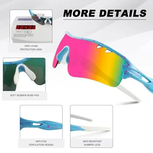 BangLong Polarized Sports Sunglasses Cycling Sun Glasses for Men Women with 5 Interchangeable Lenes for Running Baseball Golf - 4