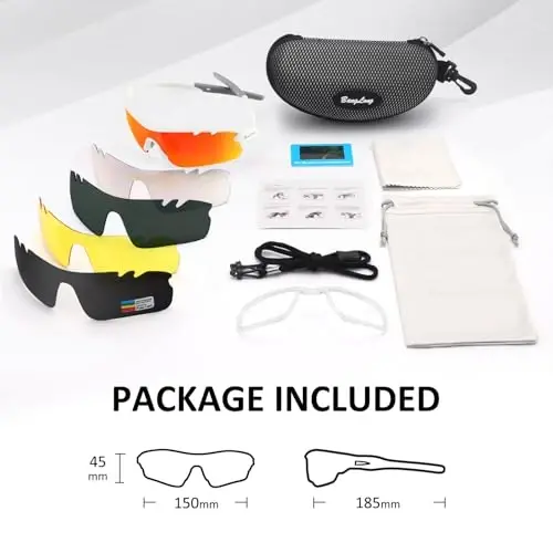 BangLong Polarized Sports Sunglasses Cycling Sun Glasses for Men Women with 5 Interchangeable Lenes for Running Baseball Golf - 6