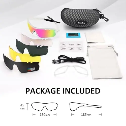 BangLong Polarized Sports Sunglasses Cycling Sun Glasses for Men Women with 5 Interchangeable Lenes for Running Baseball Golf - 6
