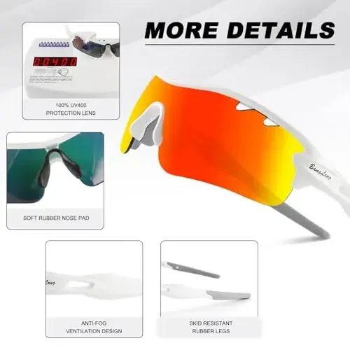 BangLong Polarized Sports Sunglasses Cycling Sun Glasses for Men Women with 5 Interchangeable Lenes for Running Baseball Golf - 4