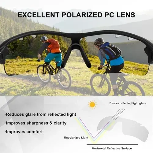 BangLong Polarized Cycling Sunglasses for Men Women, 26g Sports Sunglasses with 5 Lenses for Running Fishing Baseball Driving - 5
