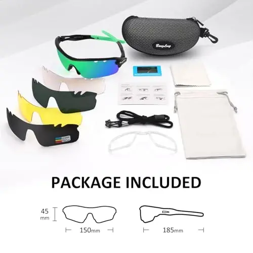 BangLong Polarized Cycling Sunglasses for Men Women, 26g Sports Sunglasses with 5 Lenses for Running Fishing Baseball Driving - 6
