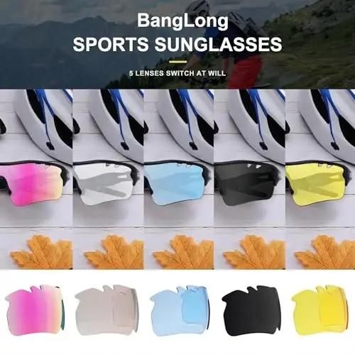 BangLong Polarized Cycling Sunglasses for Men Women, 26g Sports Sunglasses with 5 Lenses for Running Fishing Baseball Driving - BANGLONG (1)