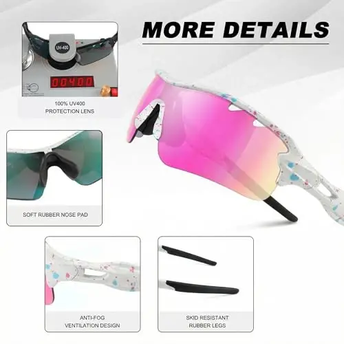BangLong Polarized Cycling Sunglasses for Men Women, 26g Sports Sunglasses with 5 Lenses for Running Fishing Baseball Driving - 4