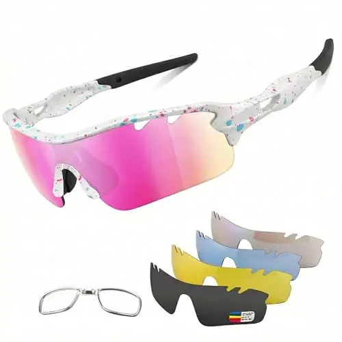 BangLong Polarized Cycling Sunglasses for Men Women, 26g Sports Sunglasses with 5 Lenses for Running Fishing Baseball Driving - BANGLONG