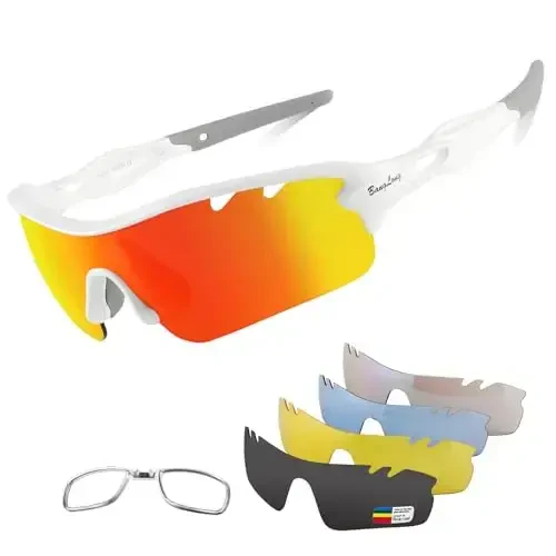 BangLong Polarized Sport Quyoshdan saqlaydigan ko'zoynaklar Erkaklar ayollar uchun velosipedda quyoshdan saqlaydigan ko'zoynaklar 5 almashtiriladigan linzali yugurish beysbol golfi uchun - MODAZONE