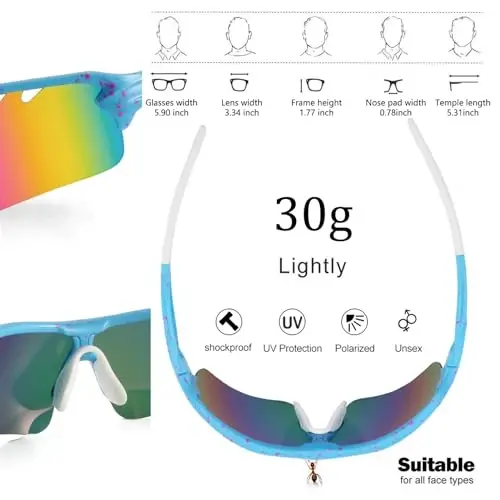 BangLong Polarized Sport Quyoshdan saqlaydigan ko'zoynaklar Velosipedda erkaklar ayollar uchun 5 ta o'zgaruvchan linzali yugurish beysbol golf uchun quyosh ko'zoynaklari - 3