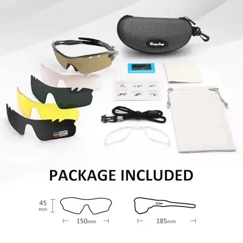 BangLong Polarized Sports Sunglasses Cycling Sun Glasses for Men Women with 5 Interchangeable Lenes for Running Baseball Golf - 6