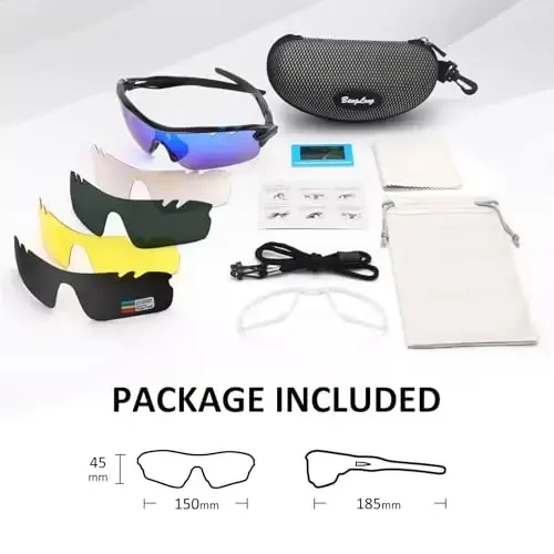 BangLong Polarized Sports Sunglasses Cycling Sun Glasses for Men Women with 5 Interchangeable Lenes for Running Baseball Golf - 6