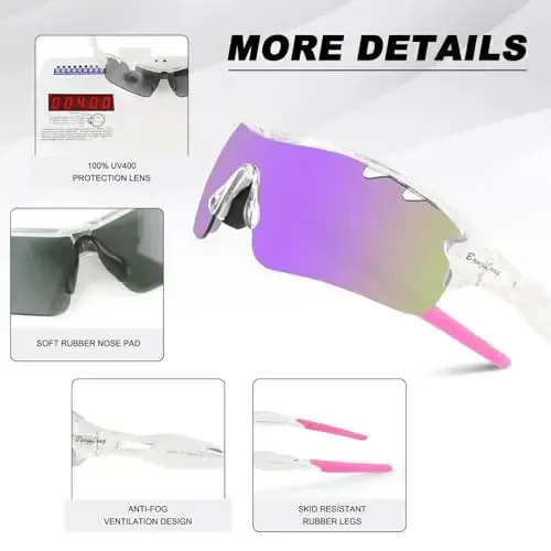 BangLong Polarized Sports Sunglasses Cycling Sun Glasses for Men Women with 5 Interchangeable Lenes for Running Baseball Golf - 4