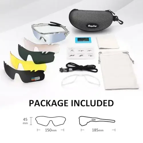 BangLong Polarized Sports Sunglasses Cycling Sun Glasses for Men Women with 5 Interchangeable Lenes for Running Baseball Golf - 6