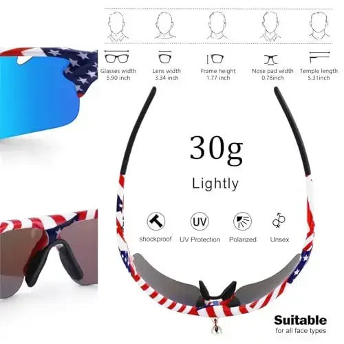 BangLong Polarized Sports Sunglasses Cycling Sun Glasses for Men Women with 5 Interchangeable Lenes for Running Baseball Golf - 3