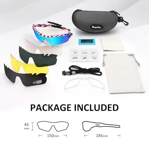 BangLong Polarized Sports Sunglasses Cycling Sun Glasses for Men Women with 5 Interchangeable Lenes for Running Baseball Golf - 6