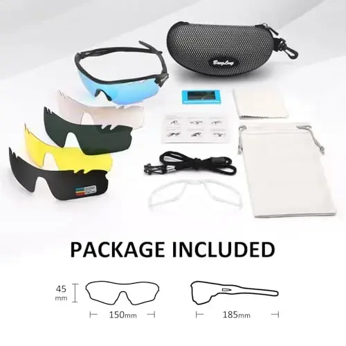 BangLong Polarized Sports Sunglasses Cycling Sun Glasses for Men Women with 5 Interchangeable Lenes for Running Baseball Golf - 6