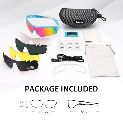 BangLong Polarized Sports Sunglasses Cycling Sun Glasses for Men Women with 5 Interchangeable Lenes for Running Baseball Golf - 6