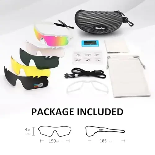 BangLong Polarized Sports Sunglasses Cycling Sun Glasses for Men Women with 5 Interchangeable Lenes for Running Baseball Golf - 6