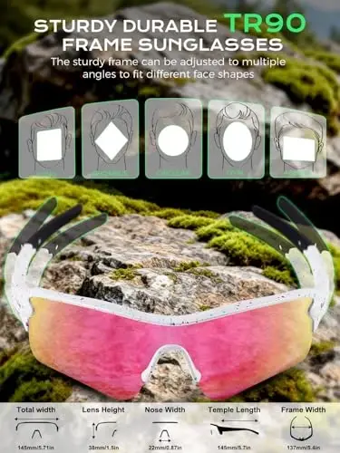 BangLong Polarized UV400 Sports Sunglasses with 5 Lenses for Men Women | TR90 Flexible Frame, 5 Interchangeable Lens with RX Insert, 0.9oz Sports Glasses for Running Cycling Baseball Hiking - 4