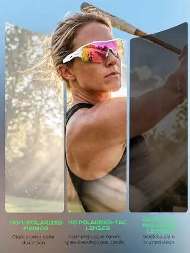 BangLong Polarized UV400 Sports Sunglasses with 5 Lenses for Men Women | TR90 Flexible Frame, 5 Interchangeable Lens with RX Insert, 0.9oz Sports Glasses for Running Cycling Baseball Hiking - 5