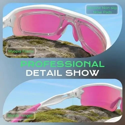 BangLong Polarized UV400 Sports Sunglasses with 5 Lenses for Men Women | TR90 Flexible Frame, 5 Interchangeable Lens with RX Insert, 0.9oz Sports Glasses for Running Cycling Baseball Hiking - 6