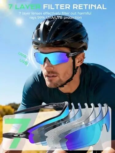 BangLong Polarized UV400 Sports Sunglasses with 5 Lenses for Men Women | TR90 Flexible Frame, 5 Interchangeable Lens with RX Insert, 0.9oz Sports Glasses for Running Cycling Baseball Hiking - BANGLONG (1)
