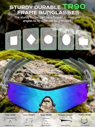 BangLong Polarized UV400 Sports Sunglasses with 5 Lenses for Men Women | TR90 Flexible Frame, 5 Interchangeable Lens with RX Insert, 0.9oz Sports Glasses for Running Cycling Baseball Hiking - 3