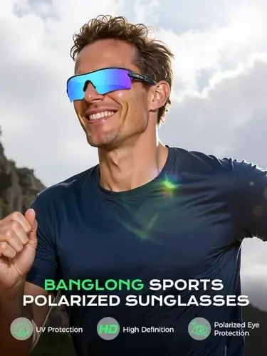 BangLong Polarized UV400 Sports Sunglasses with 5 Lenses for Men Women | TR90 Flexible Frame, 5 Interchangeable Lens with RX Insert, 0.9oz Sports Glasses for Running Cycling Baseball Hiking - 4