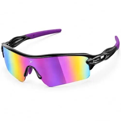 BangLong Polarized UV400 Sports Sunglasses with 5 Lenses for Men Women | TR90 Flexible Frame, 5 Interchangeable Lens with RX Insert, 0.9oz Sports Glasses for Running Cycling Baseball Hiking - BangLong
