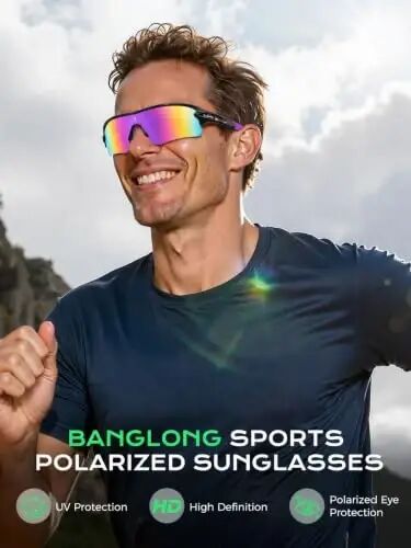 BangLong Polarized UV400 Sports Sunglasses with 5 Lenses for Men Women | TR90 Flexible Frame, 5 Interchangeable Lens with RX Insert, 0.9oz Sports Glasses for Running Cycling Baseball Hiking - 4