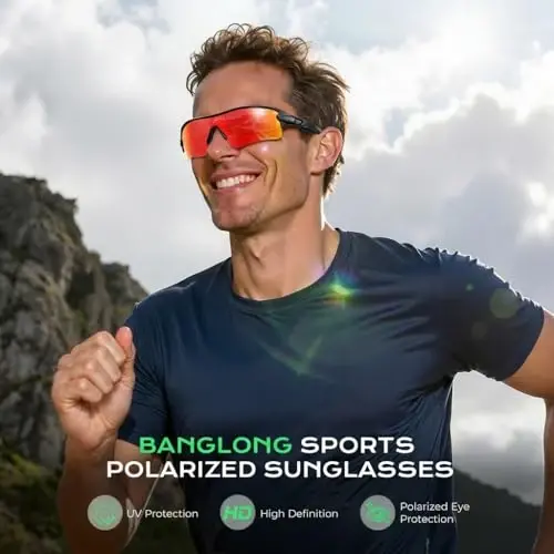 BangLong Polarized UV400 Sports Sunglasses with 5 Lenses for Men Women | TR90 Flexible Frame, 5 Interchangeable Lens with RX Insert, 0.9oz Sports Glasses for Running Cycling Baseball Hiking - 4