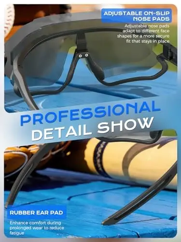 BangLong TR90 Sports Sunglasses for Men Women Baseball Running Cycling | UV400 Protection, Flexible TR90 Frame, Adjustable Non-slip Rubber Nose Pads, Lightweight Sun Glasses for Outdoor Sports - 6