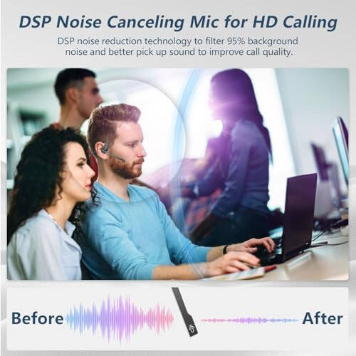 BANIGIPA Bluetooth Headset with Removable Microphone, Noise Cancelling Wireless Headset for Phones Laptop Computer PC, Open Ear Headphones for Office Meeting Running Cycling Driving Working-12 Hrs - 2