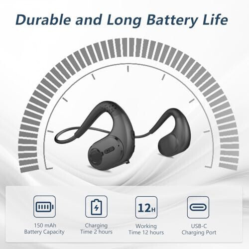 BANIGIPA Bluetooth Headset with Removable Microphone, Noise Cancelling Wireless Headset for Phones Laptop Computer PC, Open Ear Headphones for Office Meeting Running Cycling Driving Working-12 Hrs - 5