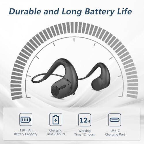 BANIGIPA Bluetooth Headset with Removable Microphone, Noise Cancelling Wireless Headset for Phones Laptop Computer PC, Open Ear Headphones for Office Meeting Running Cycling Driving Working-12 Hrs - 5