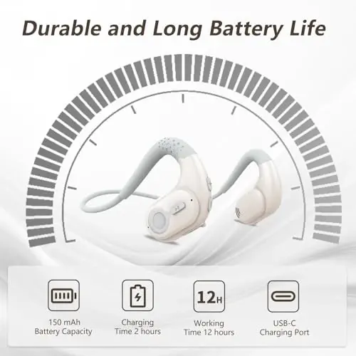 BANIGIPA Olinadigan mikrofonli Bluetooth гарнитураси, telefonlar noutbuk kompyuteri uchun DSP shovqinni bekor qiluvchi simsiz гарнитура, Ishlash Haydash Yugurish Velosiped Haydash uchun Ochiq Quloqli Eshitish vositalari -12 soat - 6