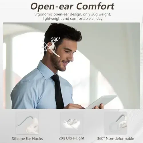 BANIGIPA Olinadigan mikrofonli Bluetooth гарнитураси, telefonlar noutbuk kompyuteri uchun DSP shovqinni bekor qiluvchi simsiz гарнитура, Ishlash Haydash Yugurish Velosiped Haydash uchun Ochiq Quloqli Eshitish vositalari -12 soat - BANIGIPA (1)