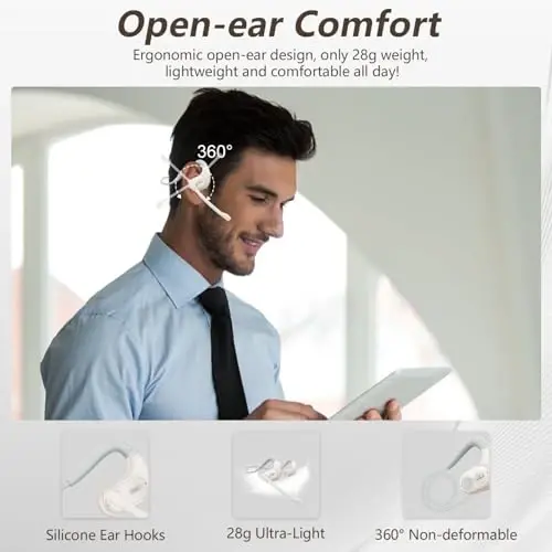 BANIGIPA Olinadigan mikrofonli Bluetooth гарнитураси, telefonlar noutbuk kompyuteri uchun DSP shovqinni bekor qiluvchi simsiz гарнитура, Ishlash Haydash Yugurish Velosiped Haydash uchun Ochiq Quloqli Eshitish vositalari -12 soat - 2