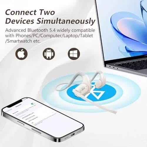 BANIGIPA Olinadigan mikrofonli Bluetooth гарнитураси, telefonlar noutbuk kompyuteri uchun DSP shovqinni bekor qiluvchi simsiz гарнитура, Ishlash Haydash Yugurish Velosiped Haydash uchun Ochiq Quloqli Eshitish vositalari -12 soat - 5