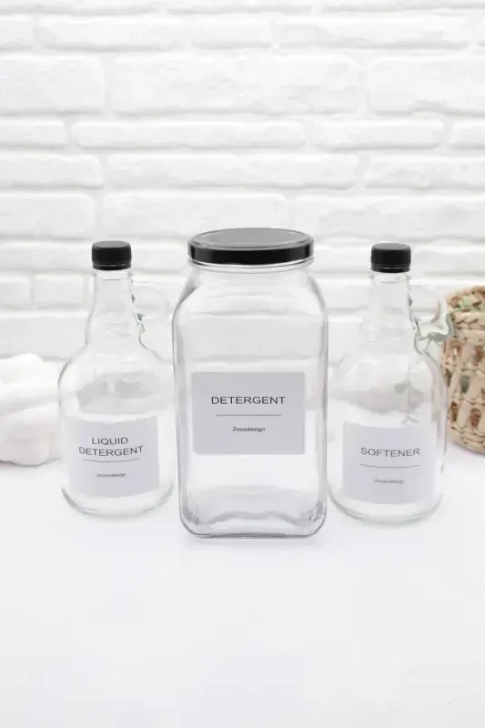 Банка для моющего средства 3000 мл - галлон Бутылка для кондиционера для белья 1000 мл - галлон Бутылка для жидкого моющего средства 1000 мл Стекло - 1