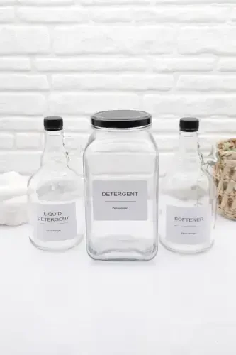 Банка для моющего средства 3000 мл - галлон Бутылка для кондиционера для белья 1000 мл - галлон Бутылка для жидкого моющего средства 1000 мл Стекло - 3