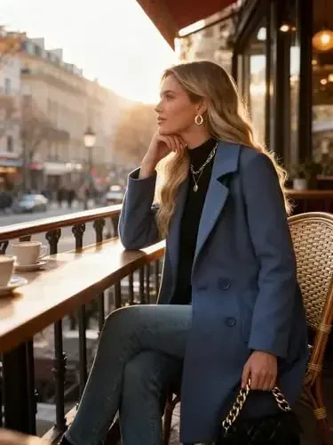 Bankeng Ayollar Qishki Jun Aralash Camel O'rta Uzunlikdagi Yoqali Qo'sh Ko'krak Palto Ustki Kiyim - 5