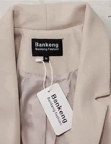 Bankeng Women Winter Wool Blend Camel Mid-Long Coat Notch Double-Breasted Lapel Jacket Outwear - 5