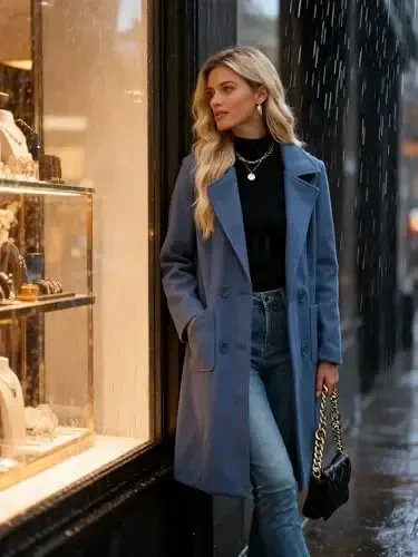 Bankeng Women Winter Wool Blend Camel Mid-Long Coat Notch Double-Breasted Lapel Jacket Outwear - BANKENG (1)