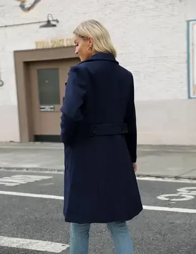 Bankeng Women Winter Wool Blend Camel Mid-Long Coat Notch Double-Breasted Lapel Jacket Outwear - 6